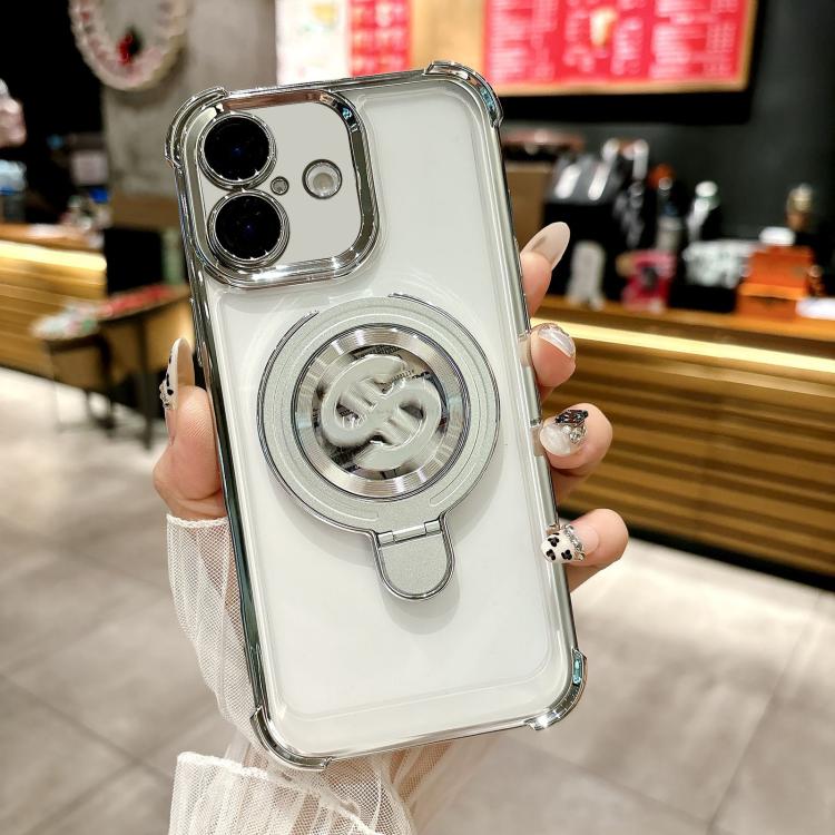 Space MagSafe Holder Phone Case with Lens Film, For iPhone 16 Pro Max, For iPhone 16 Pro, For iPhone 16 Plus, For iPhone 16
