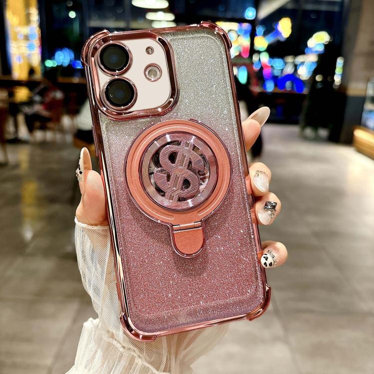 Space Gradient Glitter MagSafe Holder Phone Case with Lens Film, For iPhone 12 Pro Max, For iPhone 12 Pro, For iPhone 11 Pro Max, For iPhone 11