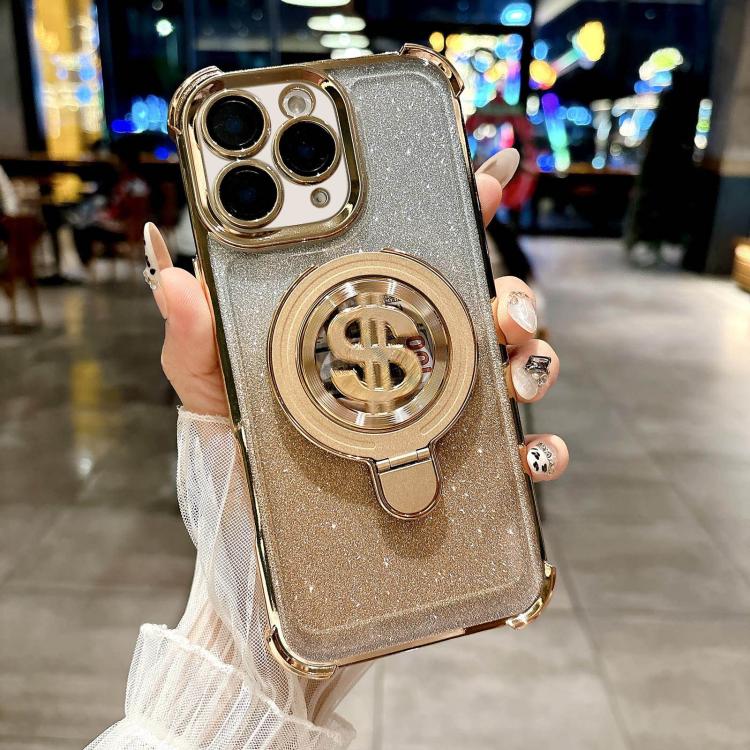 Space Gradient Glitter MagSafe Holder Phone Case with Lens Film, For iPhone 11 Pro