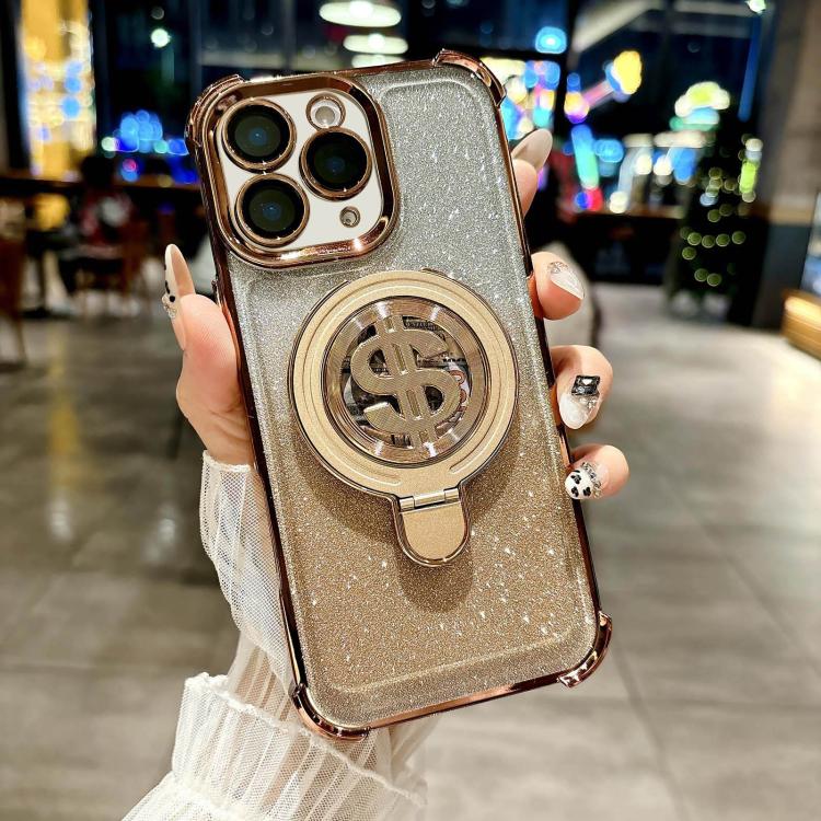 Space Gradient Glitter MagSafe Holder Phone Case with Lens Film, For iPhone 11 Pro