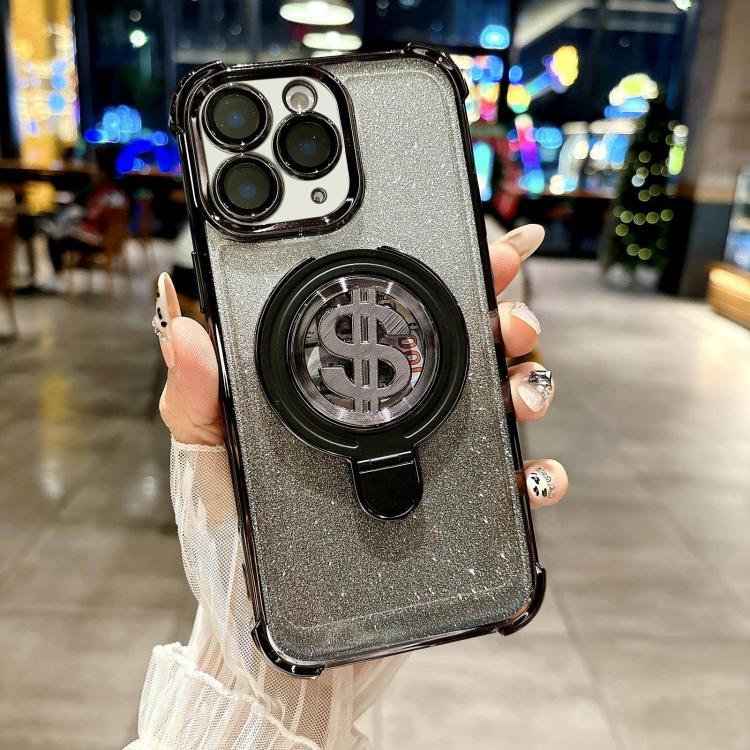 Space Gradient Glitter MagSafe Holder Phone Case with Lens Film, For iPhone 11 Pro