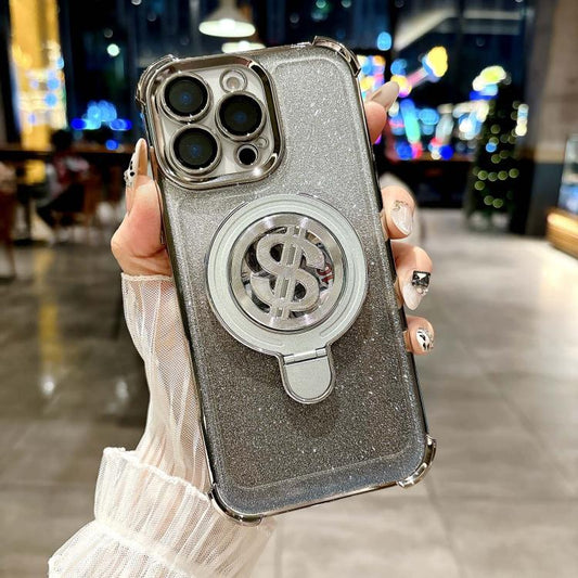 Space Gradient Glitter MagSafe Holder Phone Case with Lens Film, For iPhone 15 Pro Max, For iPhone 15 Pro, For iPhone 15 Plus, For iPhone 15