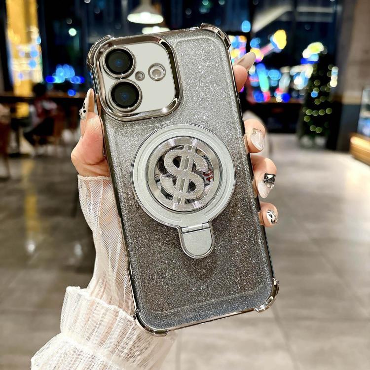 Space Gradient Glitter MagSafe Holder Phone Case with Lens Film, For iPhone 16 Pro Max, For iPhone 16 Pro, For iPhone 16 Plus, For iPhone 16