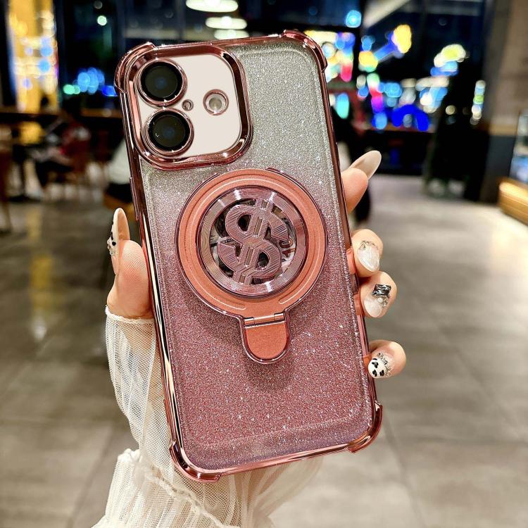 Space Gradient Glitter MagSafe Holder Phone Case with Lens Film, For iPhone 16 Pro Max, For iPhone 16 Pro, For iPhone 16 Plus, For iPhone 16
