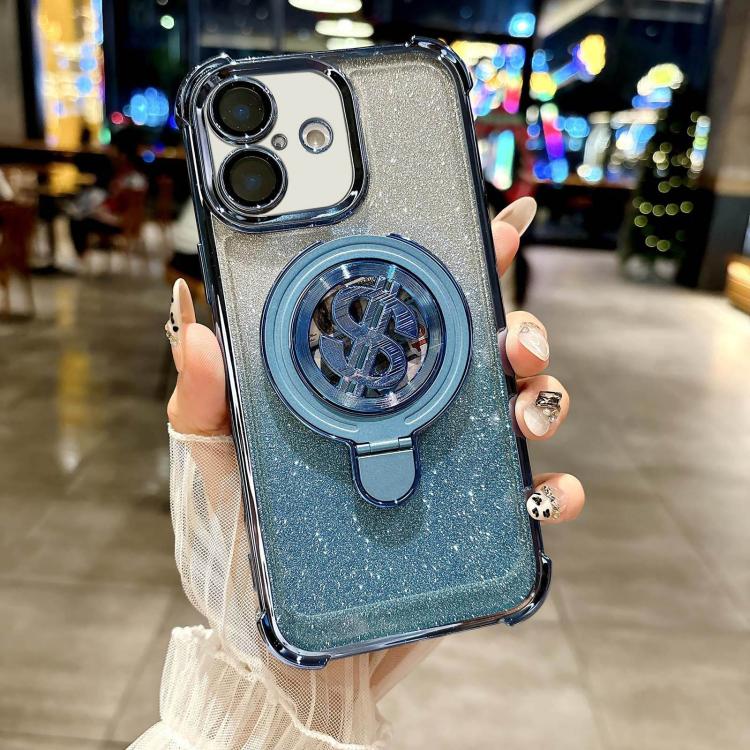 Space Gradient Glitter MagSafe Holder Phone Case with Lens Film, For iPhone 16 Pro Max, For iPhone 16 Pro, For iPhone 16 Plus, For iPhone 16