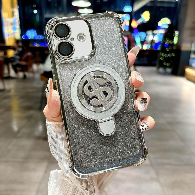 Space Gradient Glitter MagSafe Holder Phone Case with Lens Film, For iPhone 16 Pro Max, For iPhone 16 Pro, For iPhone 16 Plus, For iPhone 16