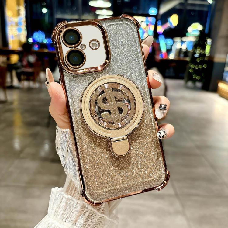 Space Gradient Glitter MagSafe Holder Phone Case with Lens Film, For iPhone 16 Pro Max, For iPhone 16 Pro, For iPhone 16 Plus, For iPhone 16