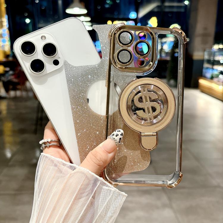 Space Gradient Glitter MagSafe Holder Phone Case with Lens Film, For iPhone 11 Pro