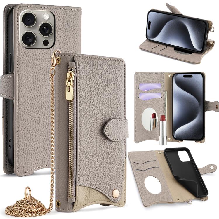 Crossbody Chain Fishtail Litchi Leather Phone Case, For iPhone 16e, For iPhone 16 Pro Max, For iPhone 16 Pro, For iPhone 16 Plus