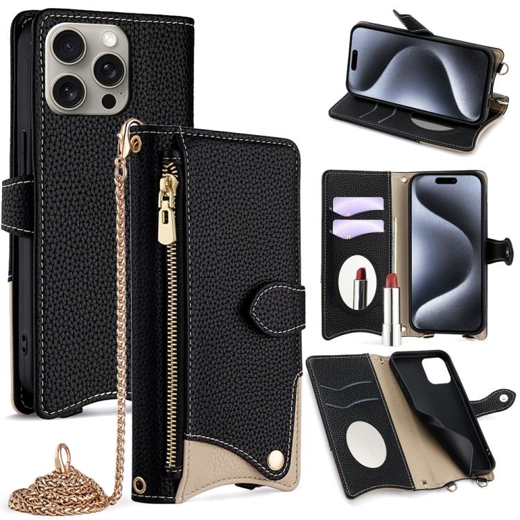 Crossbody Chain Fishtail Litchi Leather Phone Case, For iPhone 16e, For iPhone 16 Pro Max, For iPhone 16 Pro, For iPhone 16 Plus