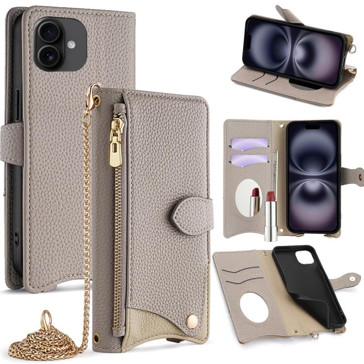 Crossbody Chain Fishtail Litchi Leather Phone Case, For iPhone 16e, For iPhone 16 Pro Max, For iPhone 16 Pro, For iPhone 16 Plus
