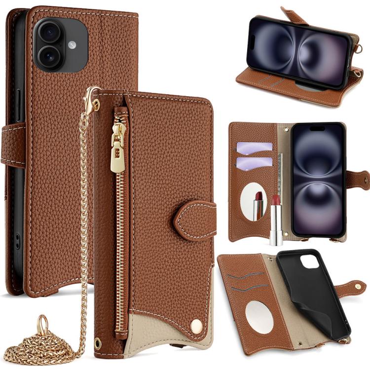 Crossbody Chain Fishtail Litchi Leather Phone Case, For iPhone 16, For iPhone 15 Pro Max, For iPhone 15 Pro, For iPhone 15 Plus