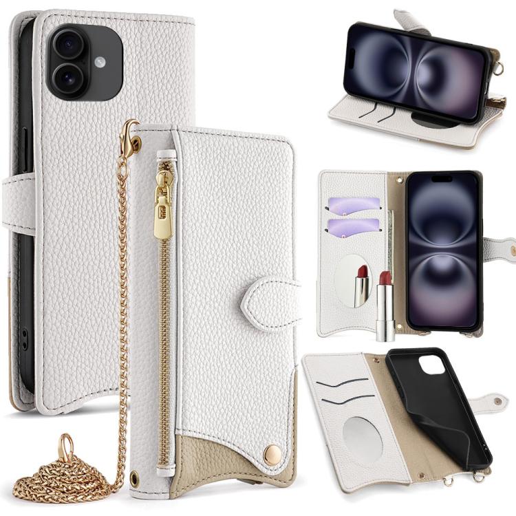 Crossbody Chain Fishtail Litchi Leather Phone Case, For iPhone 16, For iPhone 15 Pro Max, For iPhone 15 Pro, For iPhone 15 Plus