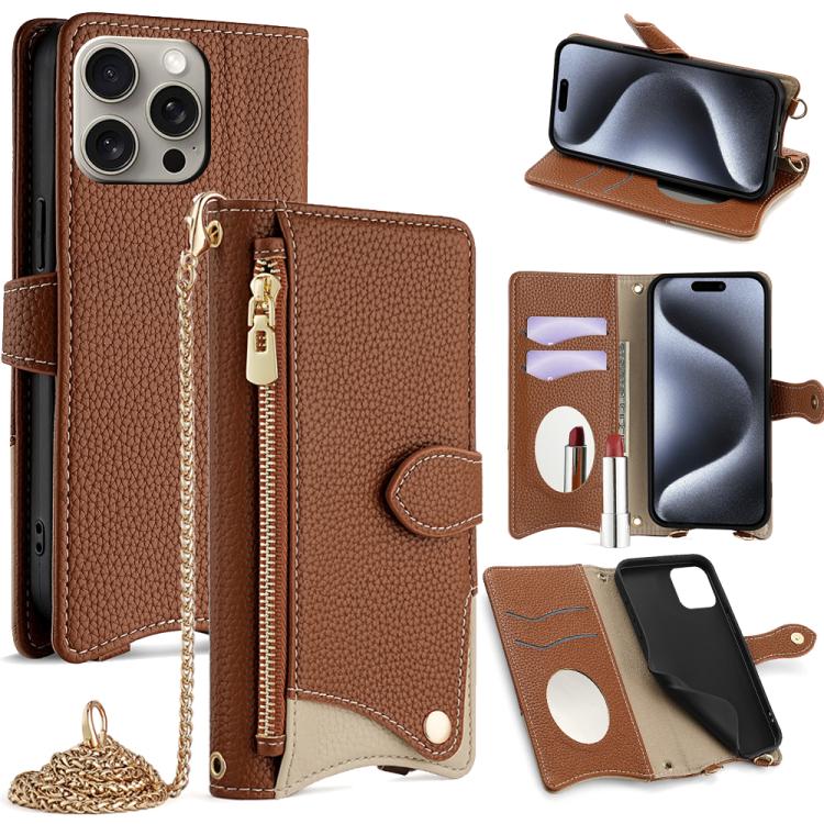 Crossbody Chain Fishtail Litchi Leather Phone Case, For iPhone 16, For iPhone 15 Pro Max, For iPhone 15 Pro, For iPhone 15 Plus