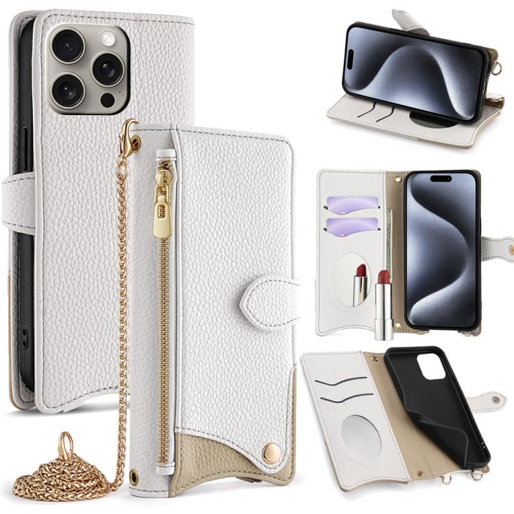 Crossbody Chain Fishtail Litchi Leather Phone Case, For iPhone 16, For iPhone 15 Pro Max, For iPhone 15 Pro, For iPhone 15 Plus