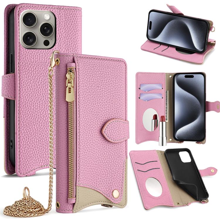 Crossbody Chain Fishtail Litchi Leather Phone Case, For iPhone 16, For iPhone 15 Pro Max, For iPhone 15 Pro, For iPhone 15 Plus