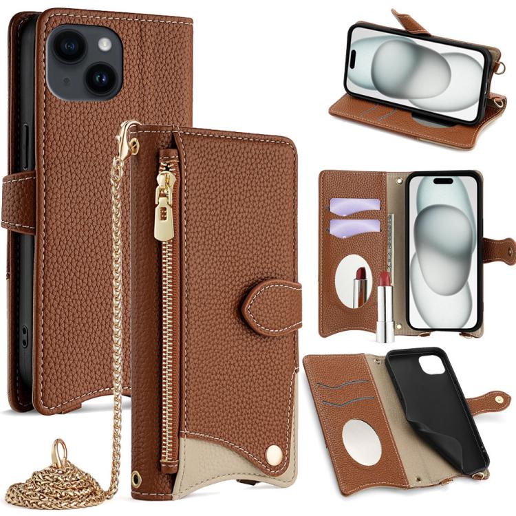 Crossbody Chain Fishtail Litchi Leather Phone Case, For iPhone 16, For iPhone 15 Pro Max, For iPhone 15 Pro, For iPhone 15 Plus