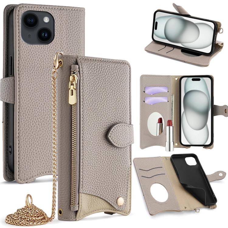 Crossbody Chain Fishtail Litchi Leather Phone Case, For iPhone 15, For iPhone 14 Plus, For iPhone 14, For iPhone 14 Pro
