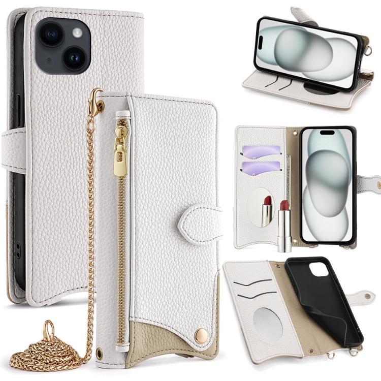Crossbody Chain Fishtail Litchi Leather Phone Case, For iPhone 15, For iPhone 14 Plus, For iPhone 14, For iPhone 14 Pro