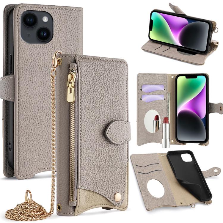 Crossbody Chain Fishtail Litchi Leather Phone Case, For iPhone 15, For iPhone 14 Plus, For iPhone 14, For iPhone 14 Pro