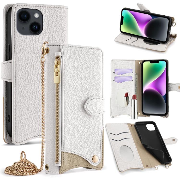 Crossbody Chain Fishtail Litchi Leather Phone Case, For iPhone 15, For iPhone 14 Plus, For iPhone 14, For iPhone 14 Pro