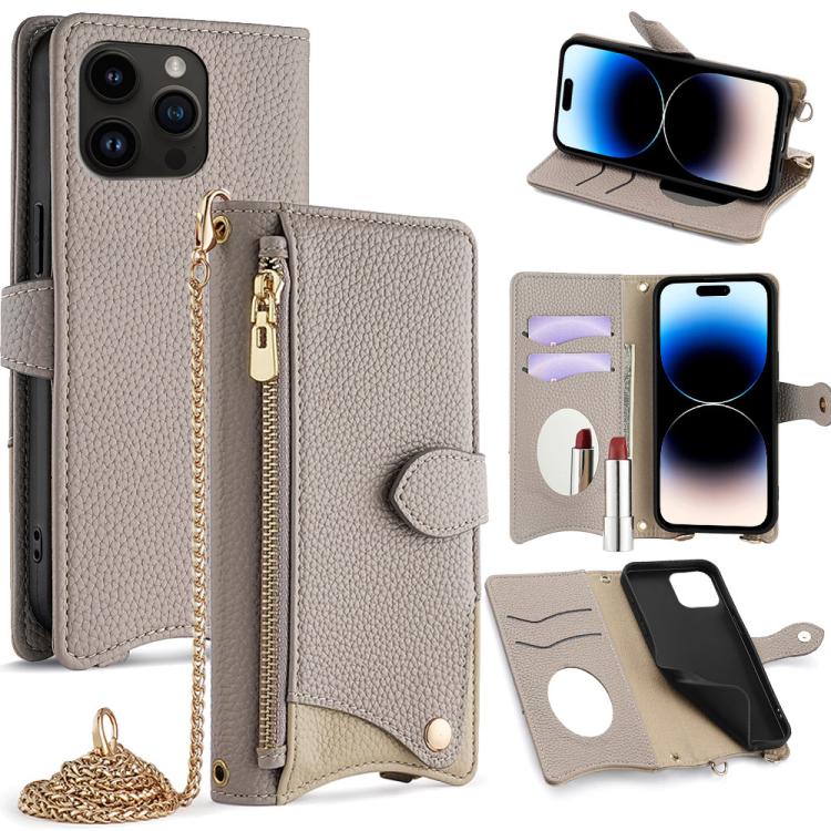Crossbody Chain Fishtail Litchi Leather Phone Case, For iPhone 15, For iPhone 14 Plus, For iPhone 14, For iPhone 14 Pro