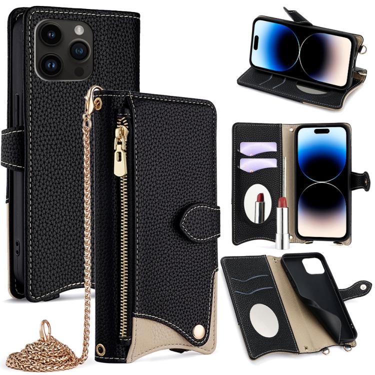 Crossbody Chain Fishtail Litchi Leather Phone Case, For iPhone 14 Pro Max, For iPhone 13 Pro Max, For iPhone 13 Pro, For iPhone 13