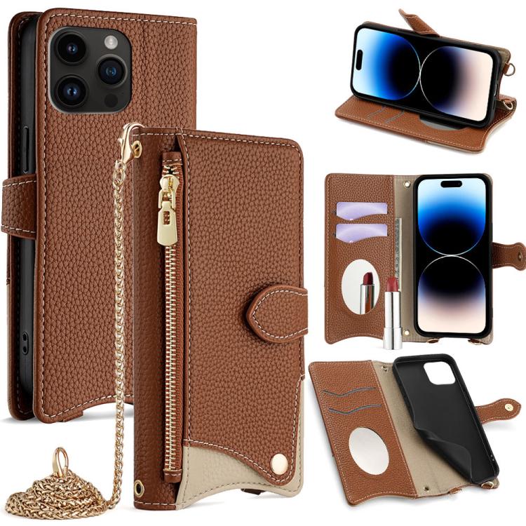 Crossbody Chain Fishtail Litchi Leather Phone Case, For iPhone 14 Pro Max, For iPhone 13 Pro Max, For iPhone 13 Pro, For iPhone 13