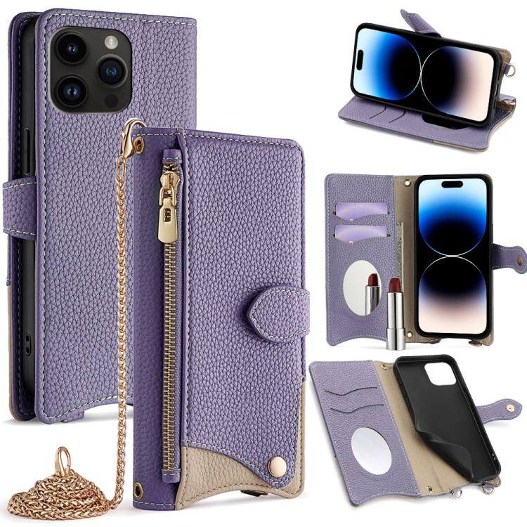Crossbody Chain Fishtail Litchi Leather Phone Case, For iPhone 14 Pro Max, For iPhone 13 Pro Max, For iPhone 13 Pro, For iPhone 13