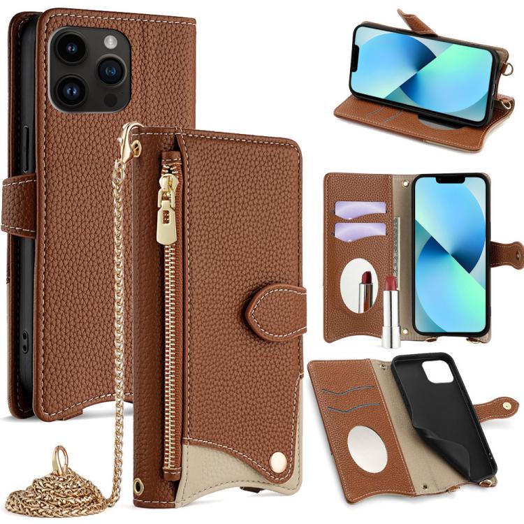 Crossbody Chain Fishtail Litchi Leather Phone Case, For iPhone 14 Pro Max, For iPhone 13 Pro Max, For iPhone 13 Pro, For iPhone 13