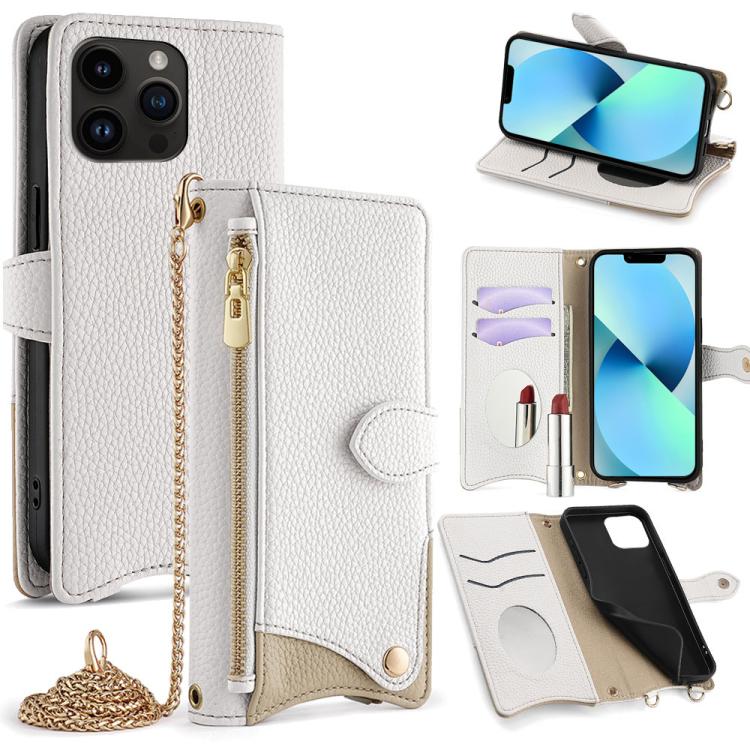 Crossbody Chain Fishtail Litchi Leather Phone Case, For iPhone 14 Pro Max, For iPhone 13 Pro Max, For iPhone 13 Pro, For iPhone 13