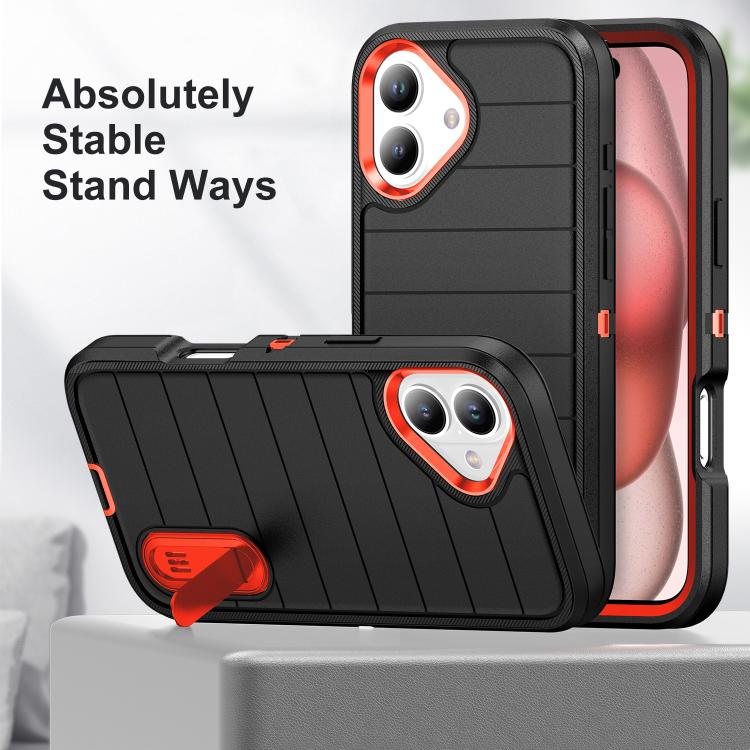 Defender Gen2 Rugged PC + Silicone Phone Case with Holder, For iPhone 16