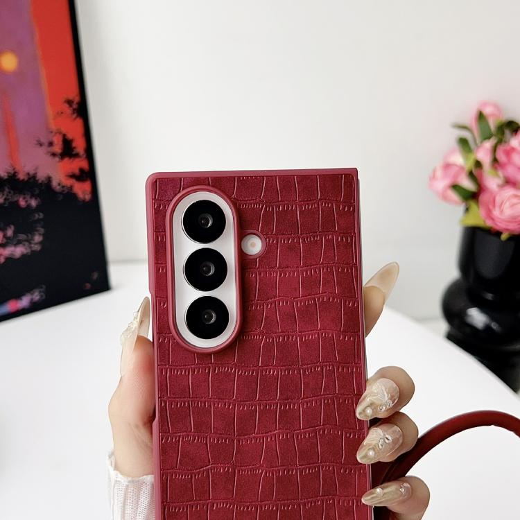 Crocodile Texture TPU Phone Case With Strap