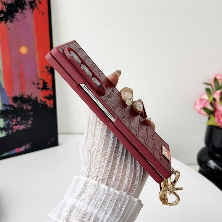 Crocodile Texture TPU Phone Case With Strap