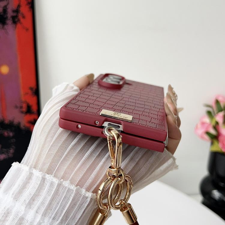 Crocodile Texture TPU Phone Case With Strap