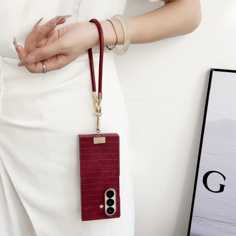 Crocodile Texture TPU Phone Case With Strap
