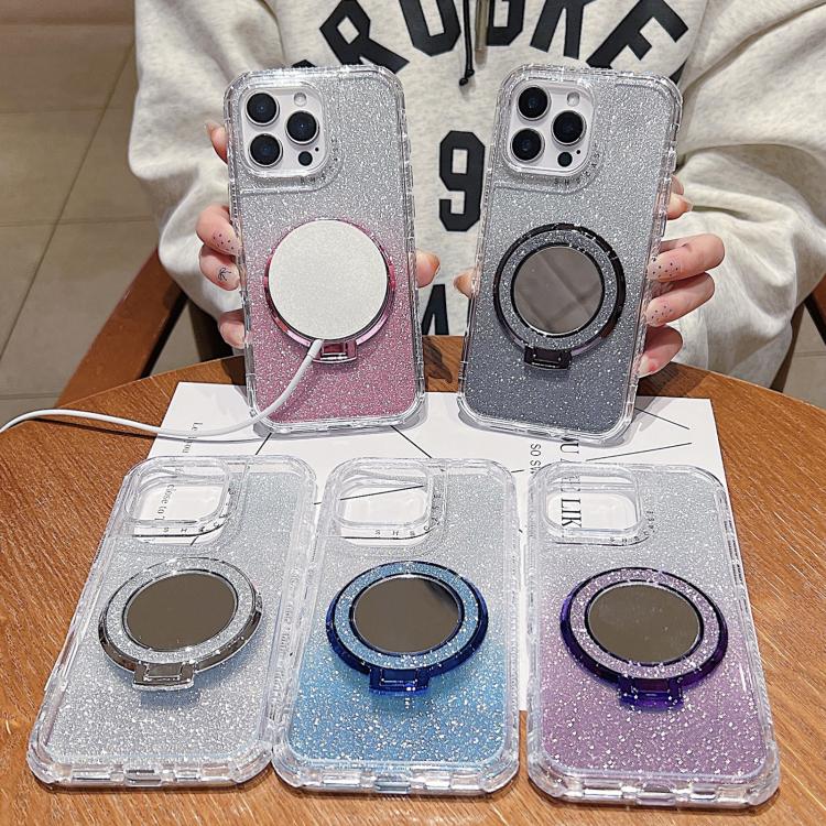 Mirror Holder Glitterr MagSafe Phone Case, For iPhone 15 Pro Max, For iPhone 15 Pro, For iPhone 15 Plus, For iPhone 15