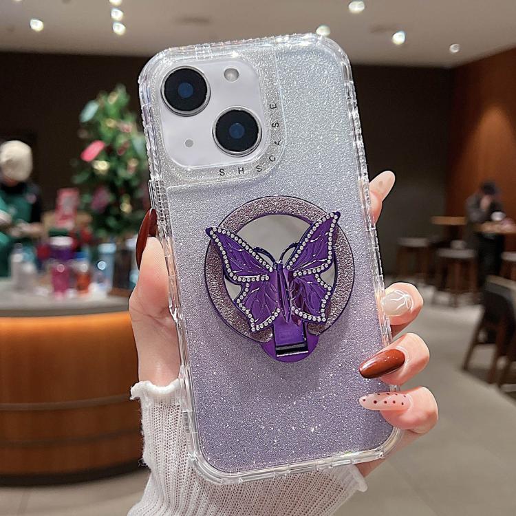 Mirror Butterfly Holder Glitterr MagSafe Phone Case, For iPhone 13 Pro Max, For iPhone 13 Pro, For iPhone 13, For iPhone 12