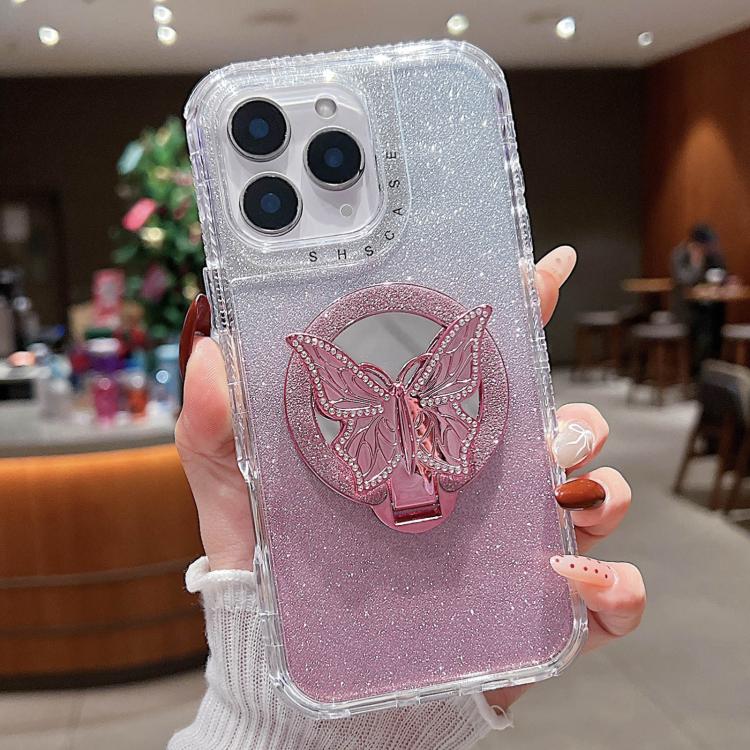 Mirror Butterfly Holder Glitterr MagSafe Phone Case, For iPhone 12 Pro Max, For iPhone 12 Pro, For iPhone 11 Pro Max, For iPhone 11