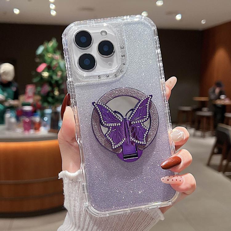 Mirror Butterfly Holder Glitterr MagSafe Phone Case, For iPhone 12 Pro Max, For iPhone 12 Pro, For iPhone 11 Pro Max, For iPhone 11