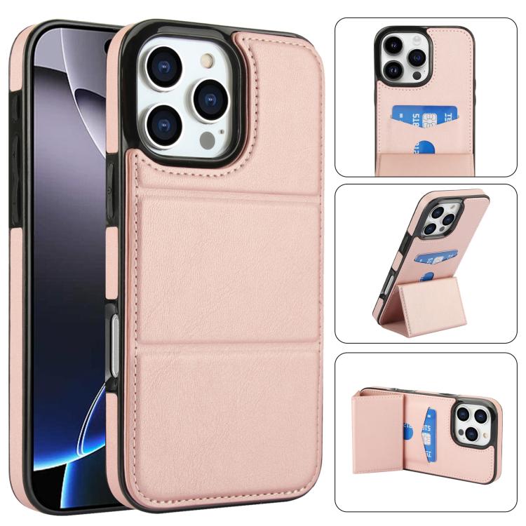 Tri-fold Holder Leather Phone Case with Card Slot, For iPhone 16 Pro Max, For iPhone 16 Pro, For iPhone 16 Plus, For iPhone 16