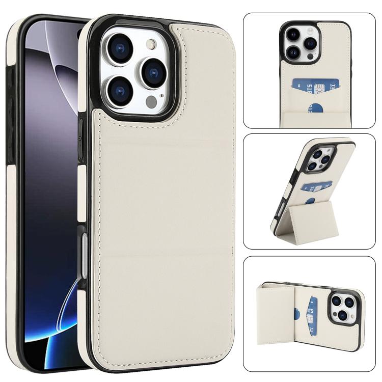 Tri-fold Holder Leather Phone Case with Card Slot, For iPhone 16 Pro Max, For iPhone 16 Pro, For iPhone 16 Plus, For iPhone 16