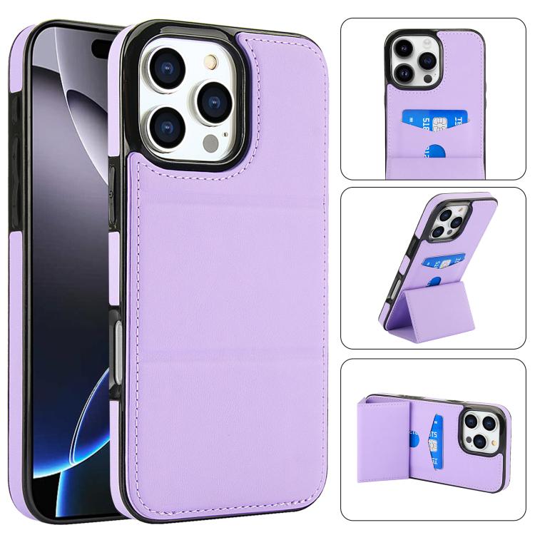 Tri-fold Holder Leather Phone Case with Card Slot, For iPhone 16 Pro Max, For iPhone 16 Pro, For iPhone 16 Plus, For iPhone 16