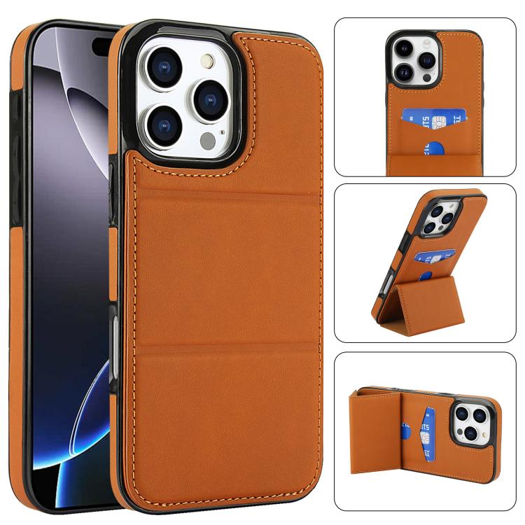 Tri-fold Holder Leather Phone Case with Card Slot, For iPhone 16 Pro Max, For iPhone 16 Pro, For iPhone 16 Plus, For iPhone 16
