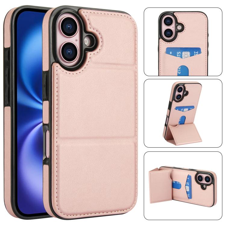 Tri-fold Holder Leather Phone Case with Card Slot, For iPhone 16 Pro Max, For iPhone 16 Pro, For iPhone 16 Plus, For iPhone 16