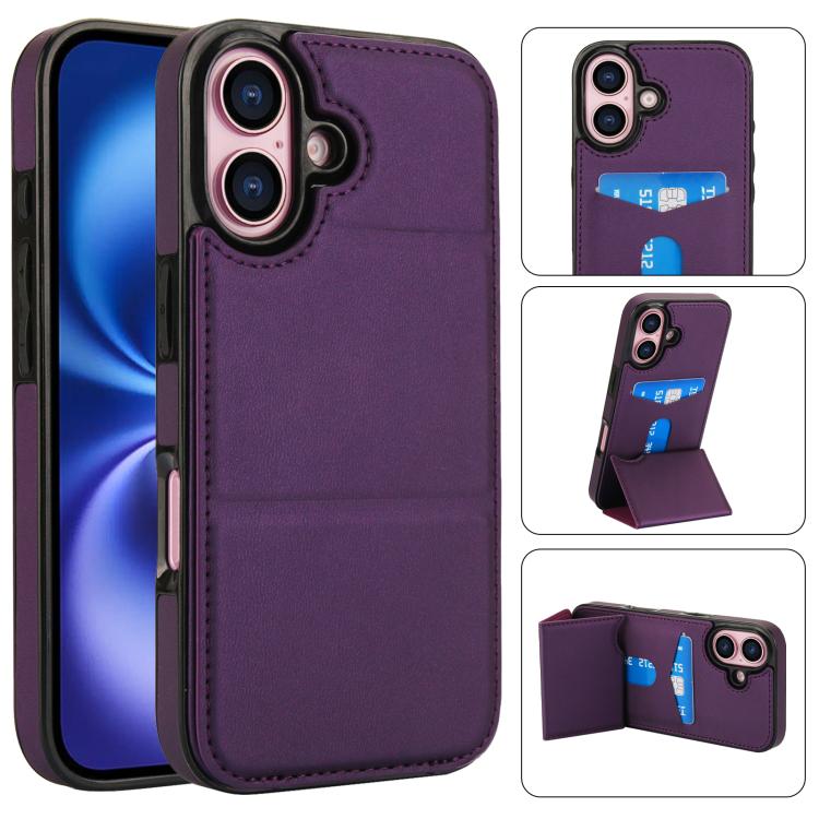 Tri-fold Holder Leather Phone Case with Card Slot, For iPhone 16 Pro Max, For iPhone 16 Pro, For iPhone 16 Plus, For iPhone 16