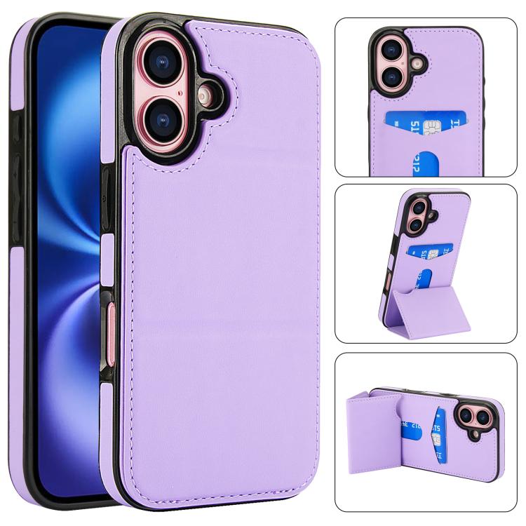 Tri-fold Holder Leather Phone Case with Card Slot, For iPhone 16 Pro Max, For iPhone 16 Pro, For iPhone 16 Plus, For iPhone 16