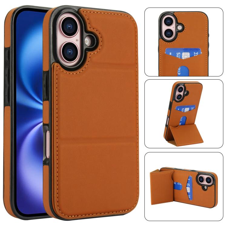 Tri-fold Holder Leather Phone Case with Card Slot, For iPhone 16 Pro Max, For iPhone 16 Pro, For iPhone 16 Plus, For iPhone 16