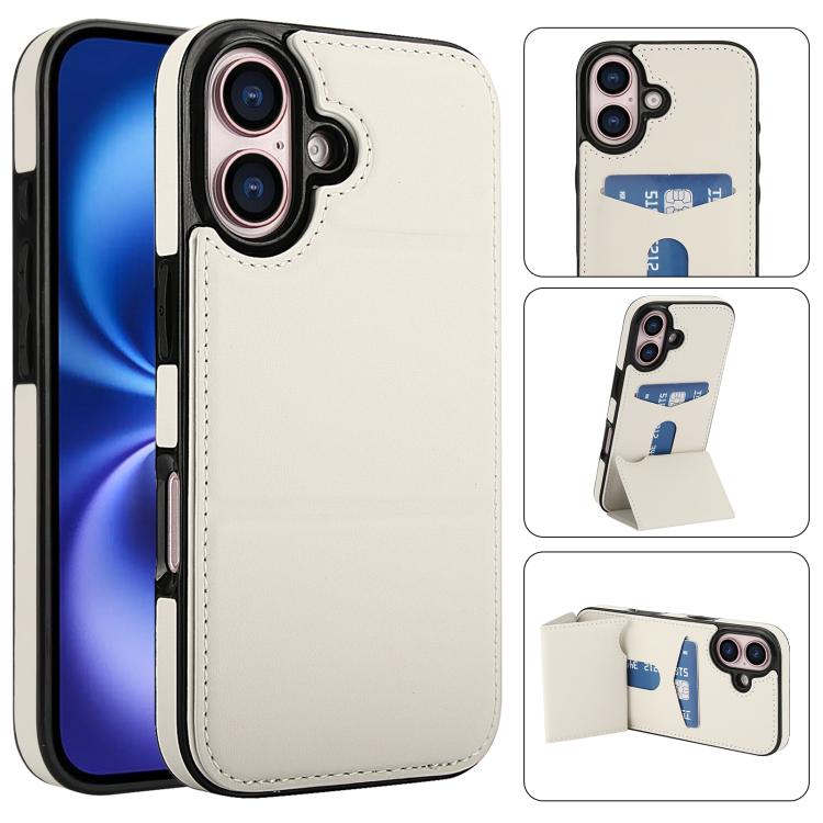 Tri-fold Holder Leather Phone Case with Card Slot, For iPhone 16 Pro Max, For iPhone 16 Pro, For iPhone 16 Plus, For iPhone 16