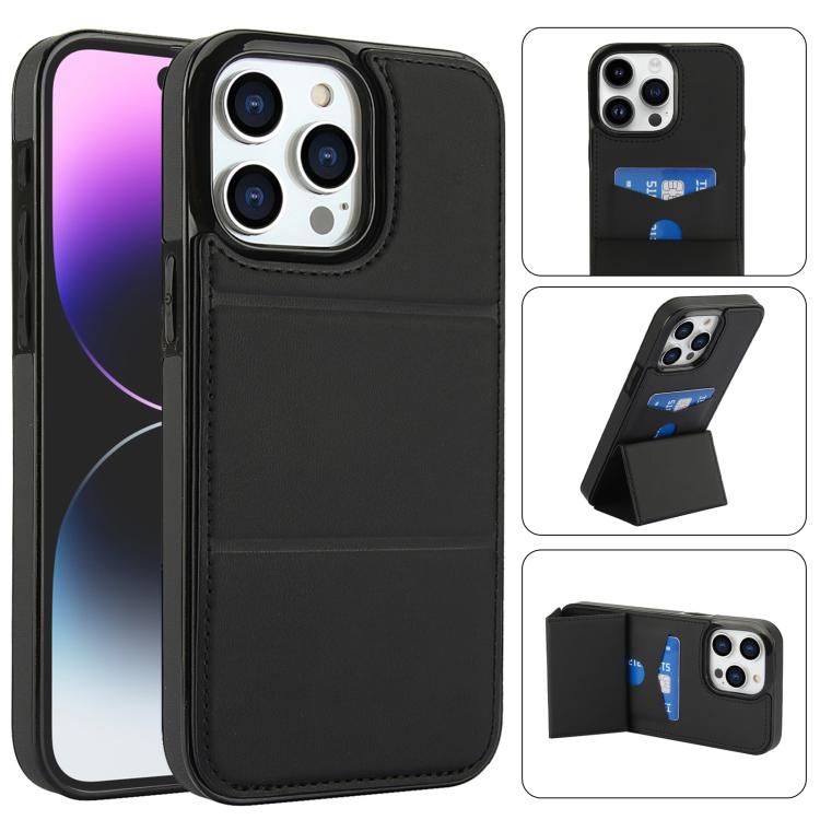 Tri-fold Holder Leather Phone Case with Card Slot, For iPhone 15 Pro Max, For iPhone 15 Pro, For iPhone 15 Plus, For iPhone 15